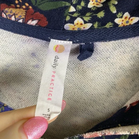 Anthropologie Daily Practice S Hoodie Floral Print Boho Athletic Lounge Fall Gym - Picture 2 of 6